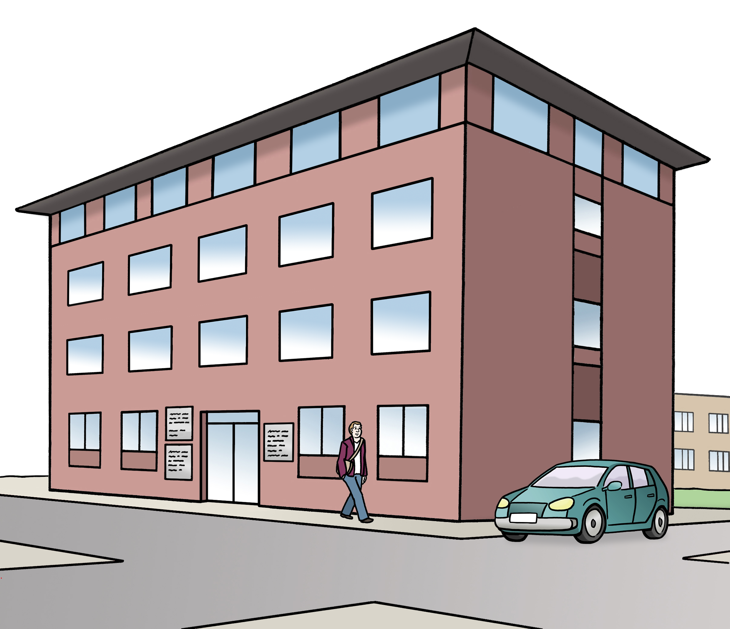 Ein Haus an einer Kreuzung.