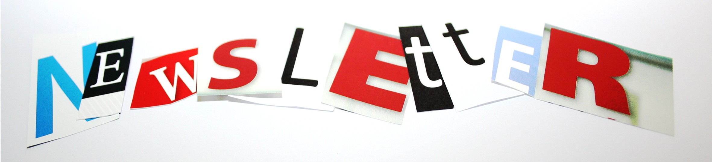 Das Wort ‚Newsletter‘ wurde aus ausgeschnittenen Buchstaben einer Zeitung zusammengesetzt.