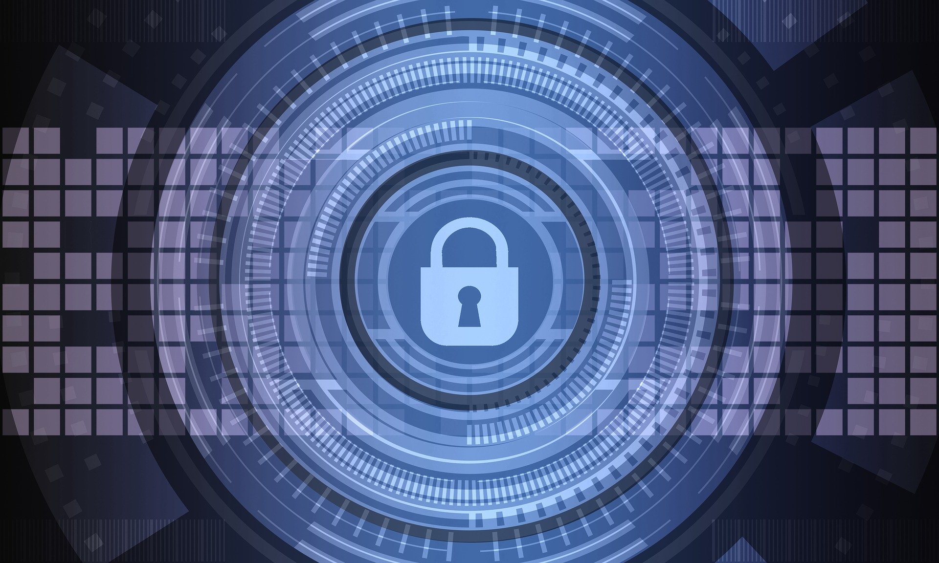 KI generiert: Das Bild zeigt ein digitales Schlosssymbol in einem futuristischen, kreisförmigen Design, das Cybersicherheit symbolisiert.